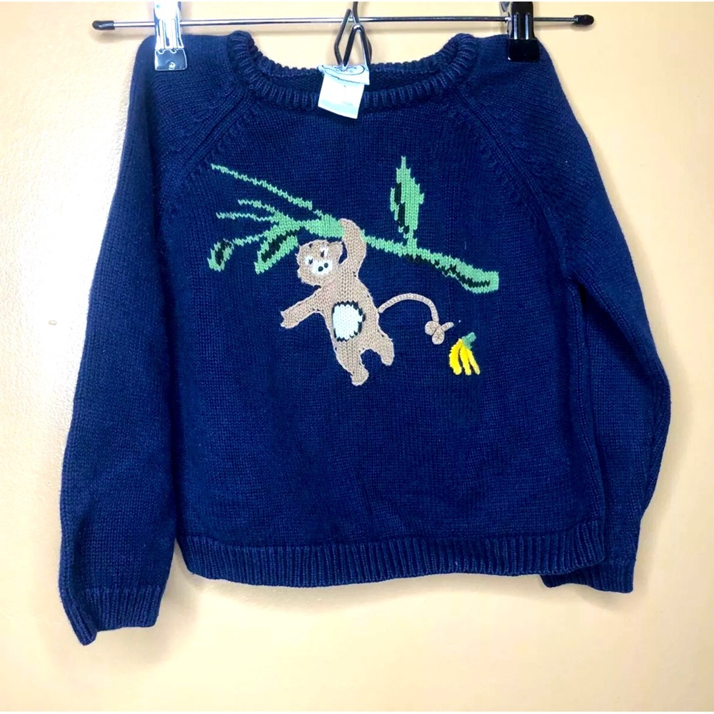 Talbots Sweater Crew Neck Boys Size 3 Blue Tight Knit Long Sleeve Vintage